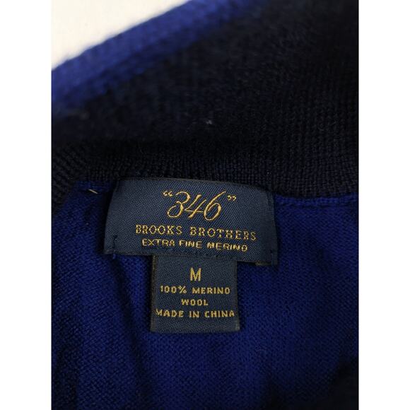 Brooks Brothers 346 Men's 100% Extra Fine Merino Wool Blue Sweater Medium - Picture 3 of 8